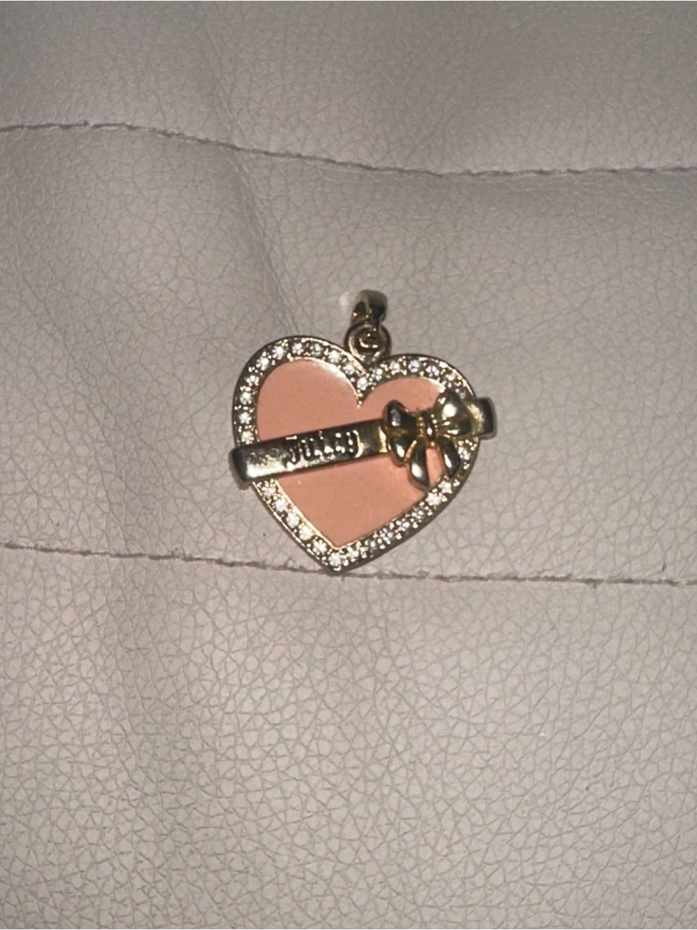 Juicy Couture Pink Heart Pendant with Gold Bow and Crystals